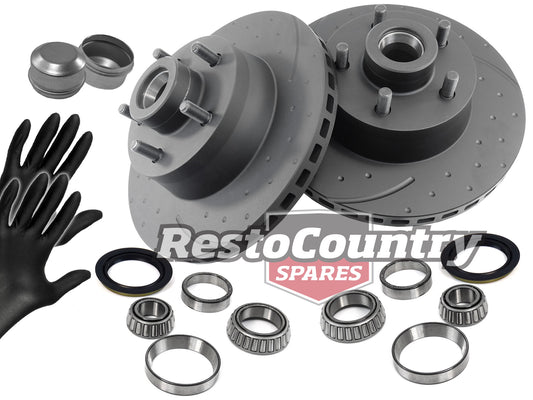 Front Disc Brake Rotor & Bearing Kit (Slotted & Dimpled) Ford ZG ZH ZJ ZK ZL - kRDA107D-c