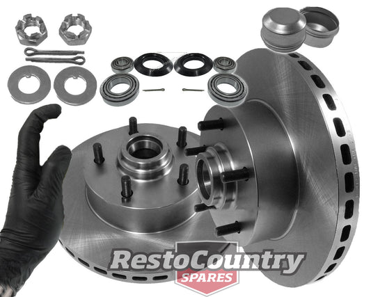 Holden Front Disc Brake Rotors+ Bearings +Nuts +Caps + Gloves HQ HJ HX HZ WB A9X - kRDA14-b
