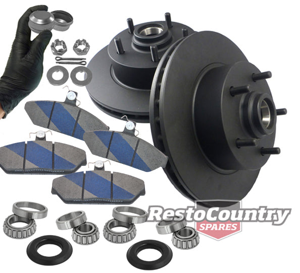 Front Disc Brake Rotor, Pad & Bearing Kit (Girlock Alloy) Holden HX HZ - kRDA14-e