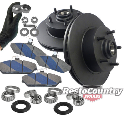 Front Disc Brake Rotor, Pad & Bearing Kit (Girlock Alloy) Holden HX HZ - kRDA14-e