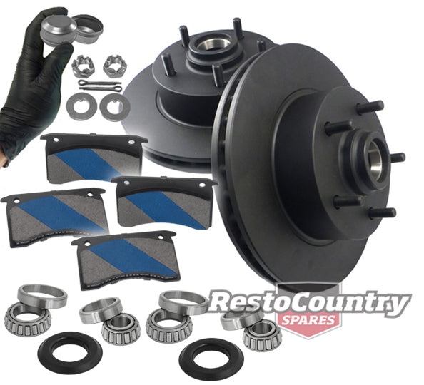 Front Disc Brake Rotor, Pad & Bearing Kit (PBR Alloy Caliper) Holden HX HZ - kRDA14-f