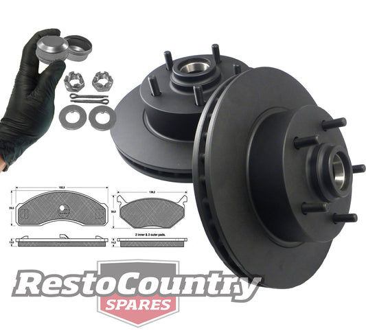 Front Disc Brake Rotor & Pad Kit (Standard / Girlock Cast Iron) Holden HQ HJ HX A9X - kRDA14-g