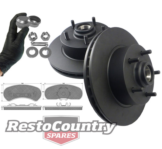 Front Disc Brake Rotor & Pad Kit (Standard / PBR Cast Iron) Holden HQ HJ HX A9X - kRDA14-h