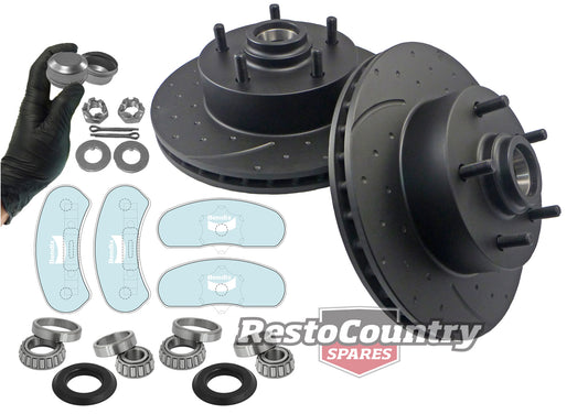 Front Disc Brake Rotor, Pad & Bearing Kit (PBR Cast Iron) Holden HQ HJ HX HZ - kRDA14D-f