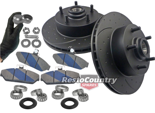 Front Disc Brake Rotor, Pad & Bearing Kit (Girlock Alloy) Holden HQ HJ HX - kRDA14D-h