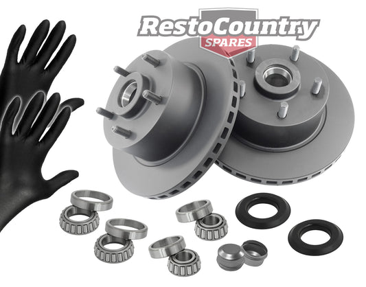 Front Disc Brake Rotor & Bearing Kit (Standard) Holden VL VN VG VP 6Cyl - kRDA15-d
