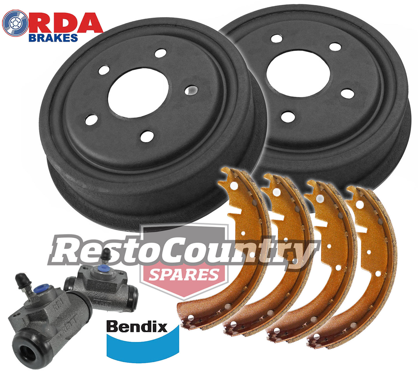 Rear Brake Drum, Brake Shoe & Cylinder Kit Holden VB VC VH VK VL - kRDA1605-c