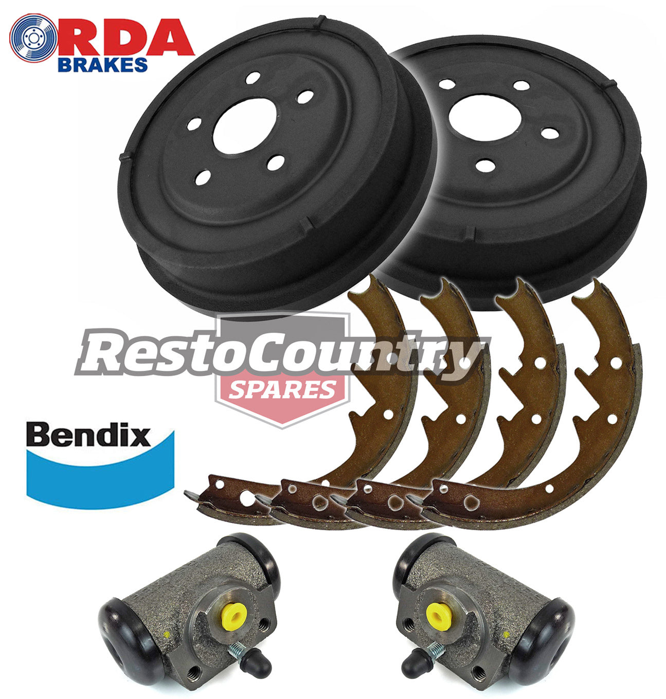 Rear Brake Drum, Brake Shoe & Cylinder Kit Ford XR XT XW XY XA XB - kRDA6642-c