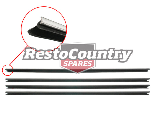 Holden Door Weather Belt Rubber Strip FRONT + REAR INNER CHROME VB VC VH VK VL - kRDB1003A-1004A