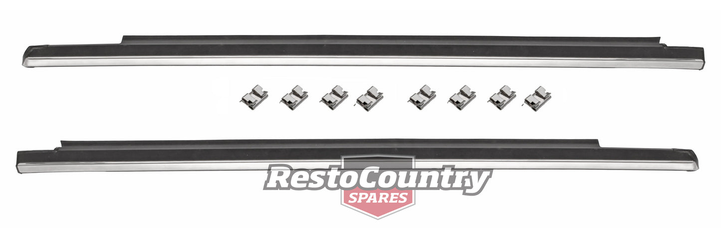 Holden Commodore Front Door Weather Belt+Moulding PAIR VK VL Outer rubber chrome - kRDB1003B-a