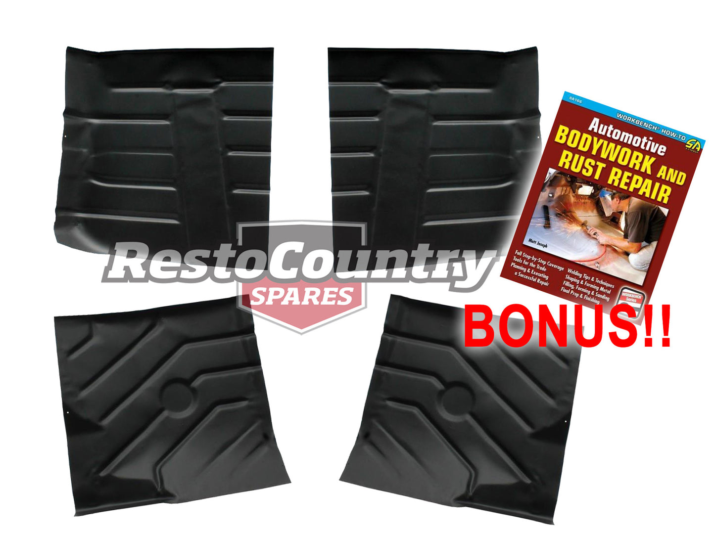 Holden Floor Pan Rust Panel Set x4 FRONT + REAR LH RH. HK HT HG Sedan Monaro Ute Van - kRP16P-b