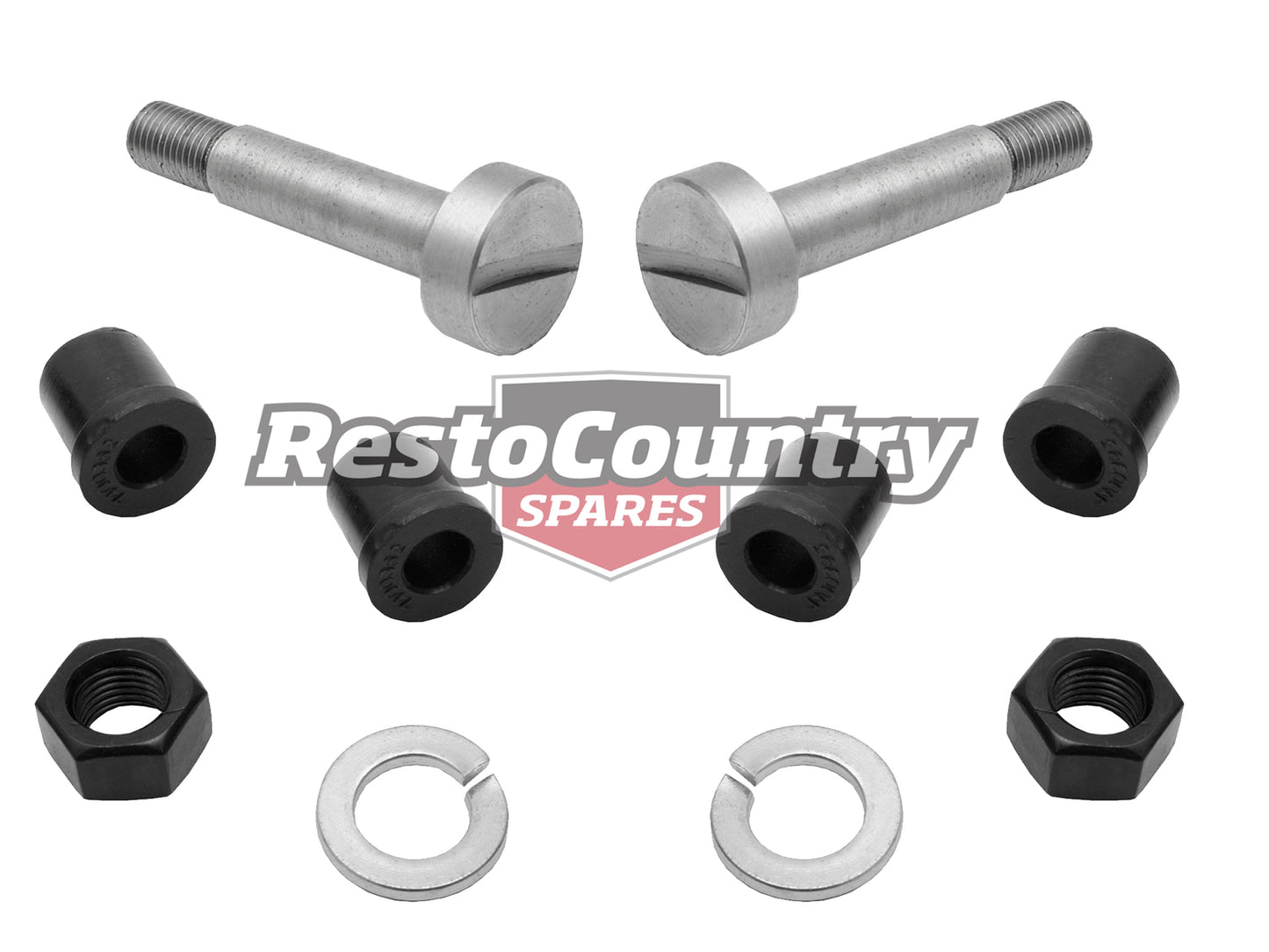 Holden Leaf Spring Shackle Pin + Bush +Nut Kit x2 Front 48 FX With Narrow Spring - kSP1000x2