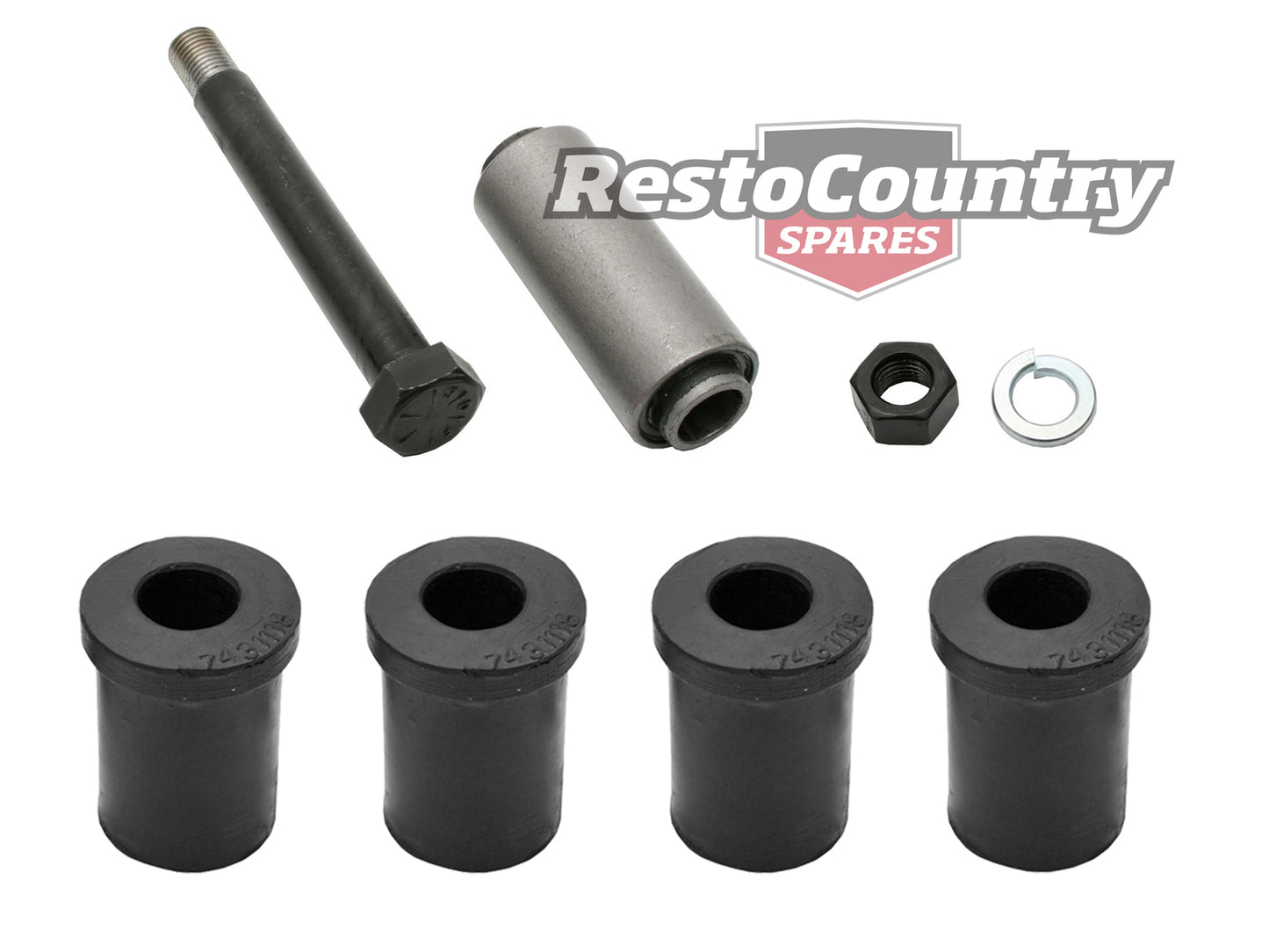 Holden Leaf Spring Eye Bush+ Bolt +Shackle Rubber Kit x1 HK HT HG Ute Van Monaro - kSP1006-c