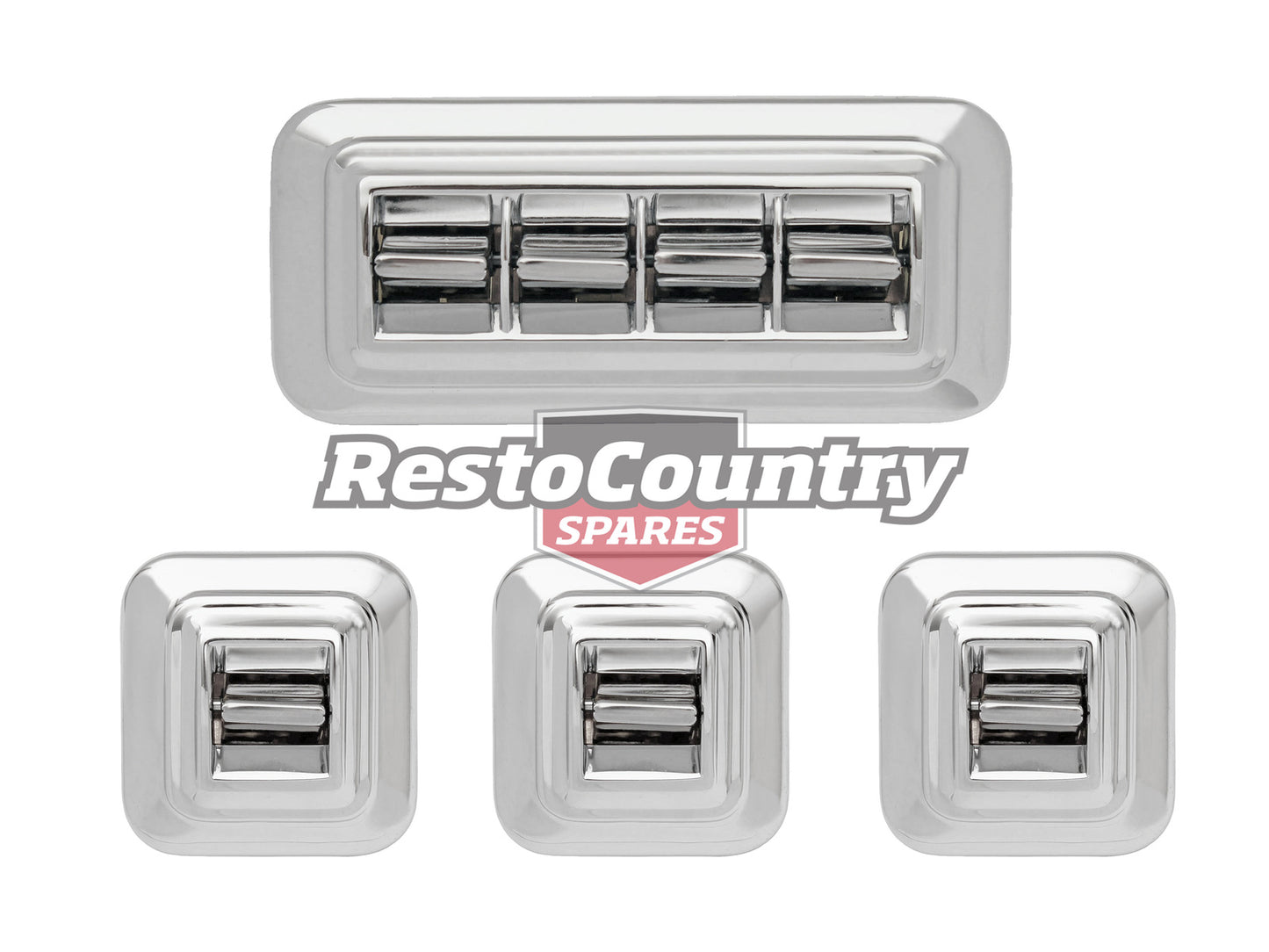 Holden Electric Window Switch Kit x4 HK HT HG Chrome NEW power door - kSW1003-a