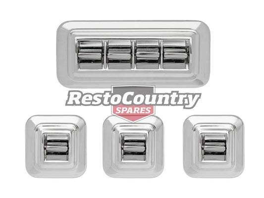 Holden Electric Window Switch Kit x4 HK HT HG Chrome NEW power door - kSW1003-a