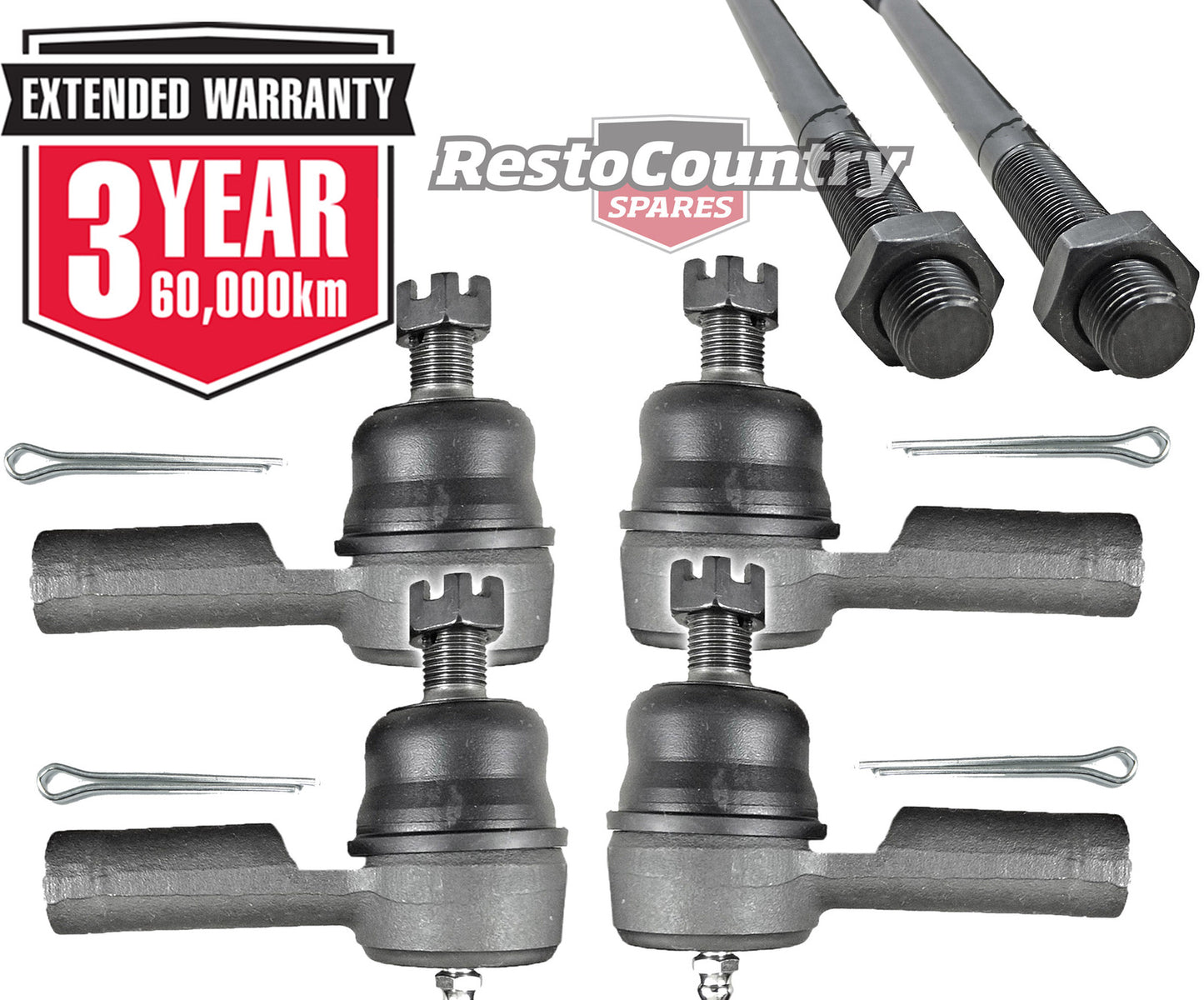 Holden Tie Rods + Rod Ends Set x6 NEW HQ HJ HX HZ WB steering joint adjust - kTE195x6