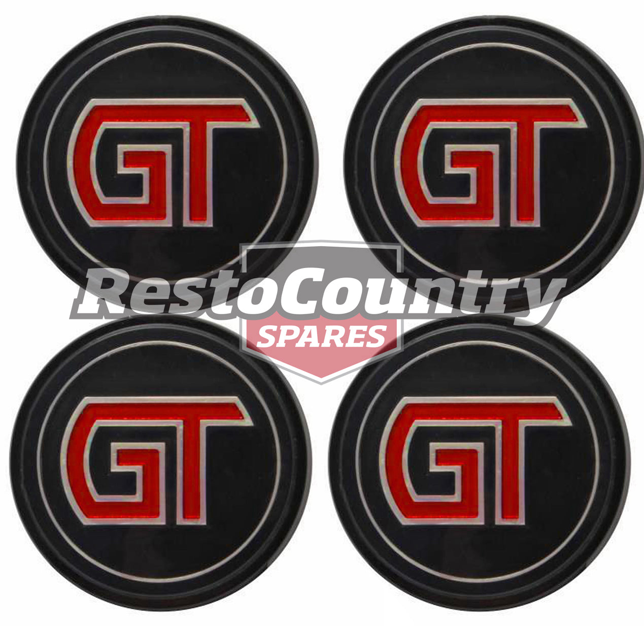 Ford Wheel Centre Cap 'GT' Emblem SET x4 12 Slot XA XB GT badge decal slotter -kWC2002x4 - kWC2002x4