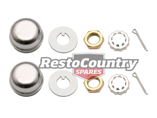 Ford Wheel Bearing Hub Nut + Cap + Washer Kit PAIR XW XY ZC ZD  retainer - kWC2003-a