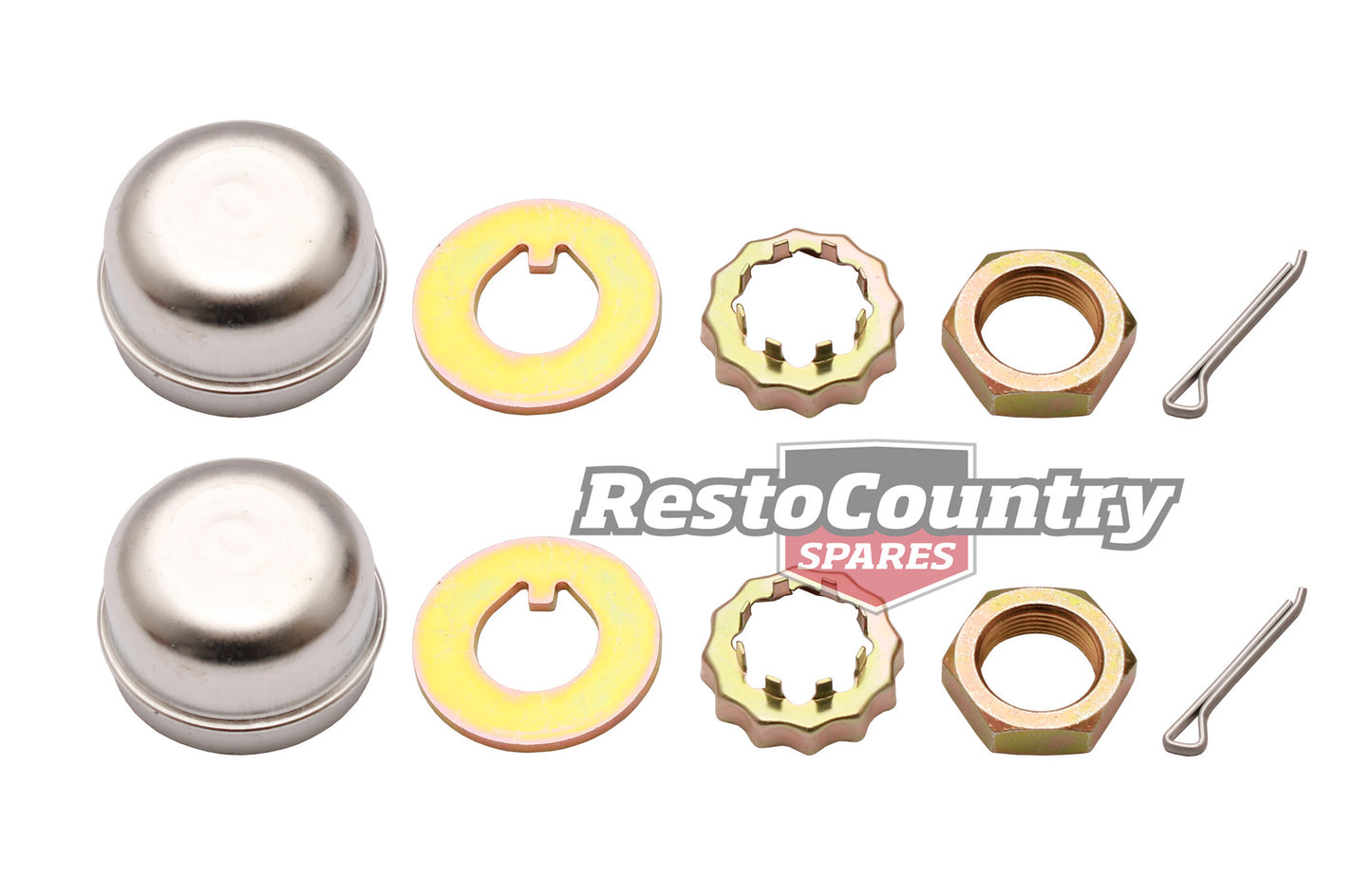 Ford Wheel Bearing Hub Nut + Cap + Washer Kit PAIR XA XB XC XD XE XF ZF ZG ZH retainer - kWC2004-a