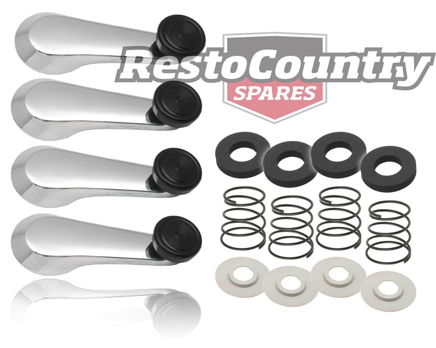 Holden 4x Window Winder HANDLE +PLATE +SPRING HK HT HG HQ HJ HX HZ WB LC LH LX UC - kWH1002x4