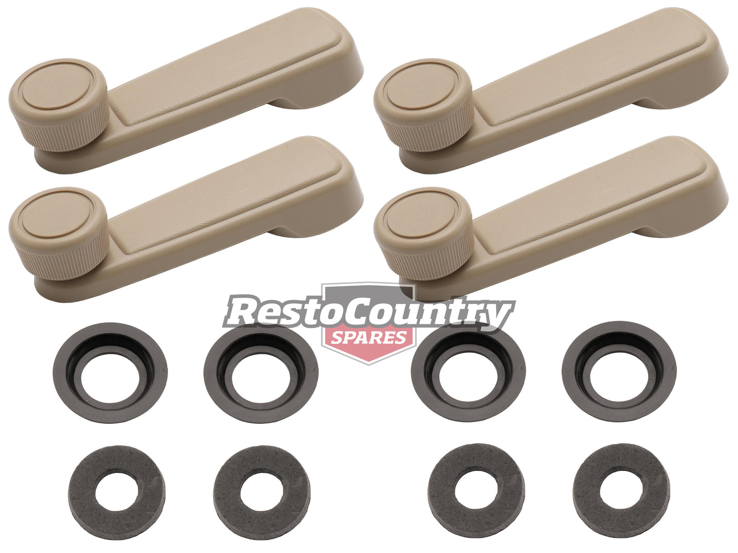 Holden Commodore Window Winder Handles + Seals Kit x4 SANDLEWOOD VB VC VH VK VL - kWH1006-a