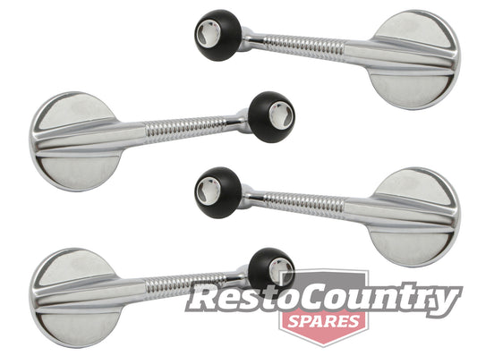 Holden Door Window Winder Handle Set x4 - FJ SPECIAL - Black / Chrome Knob crank - kWH1010-b