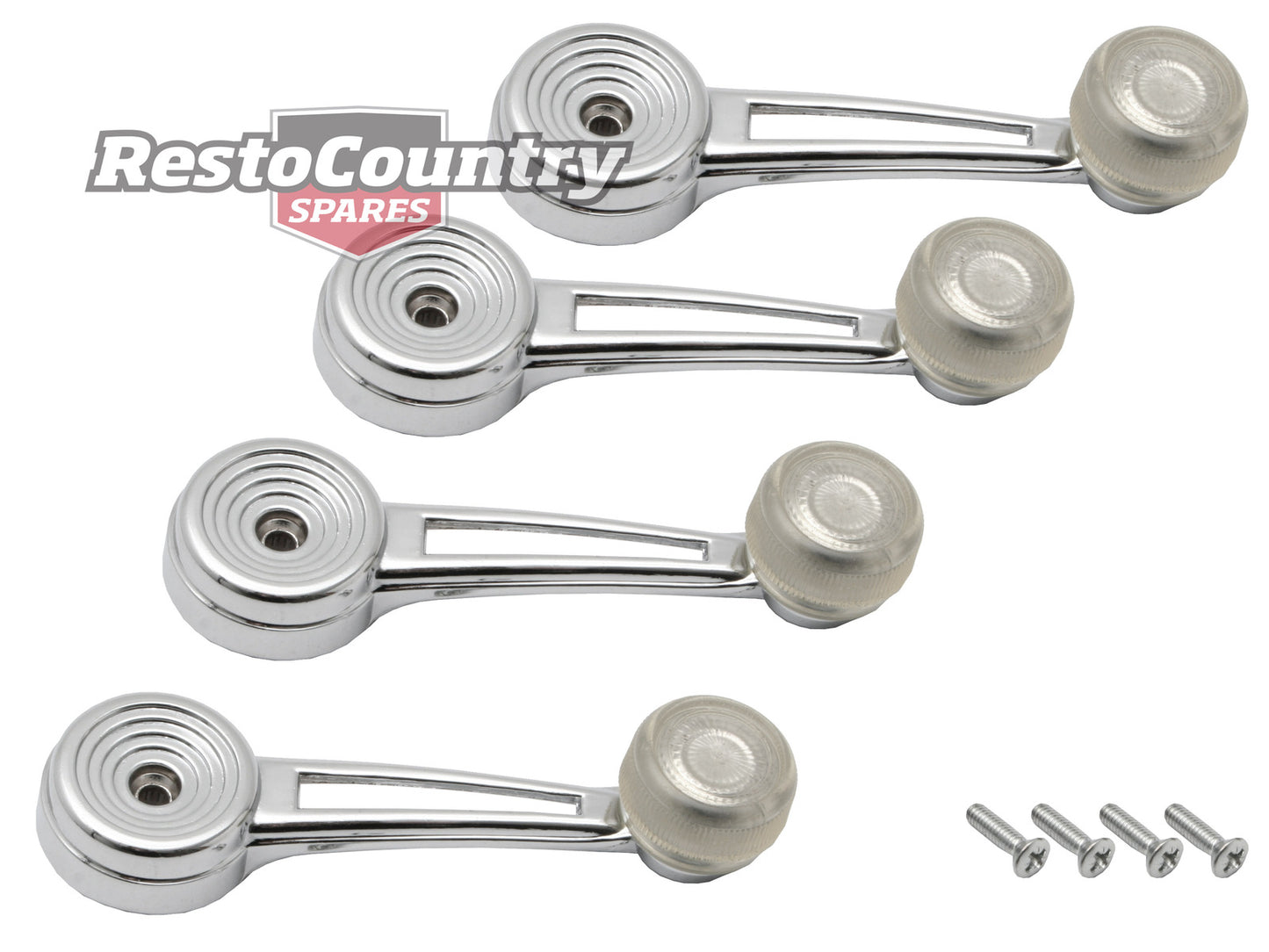 Ford Window Winder Handle Set x4. CLEAR KNOB XT XW XY XA XB XC ZB ZC ZD ZF ZG ZH - kWH2004-b