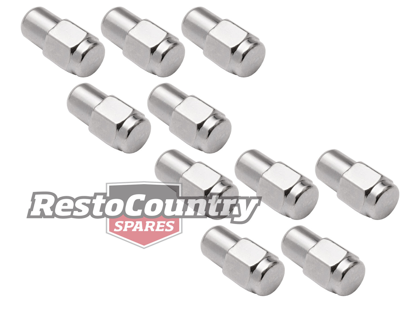 Holden Chrome Mag Wheel Nut Set x10 7/16 FX FJ FE FC FB EK EJ EH HD HR HK HT HG - kWN10105-a