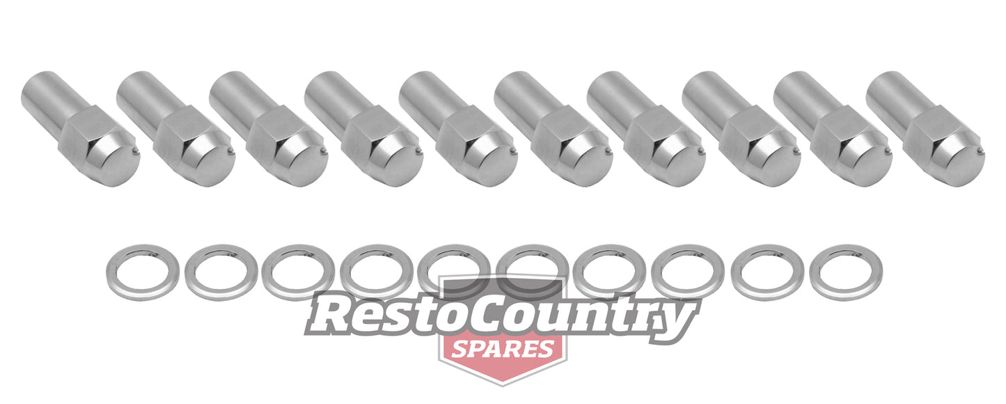 Ford Chrome Wheel Nuts + Washer Set x10 XY GTHO/Cobra Bathurst dome - kWN20005-a