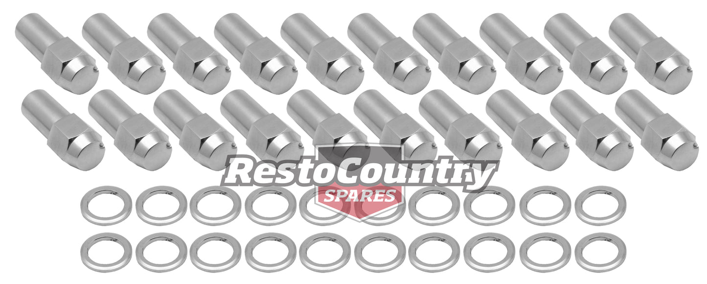 Ford Chrome Wheel Nuts + Washer Set x20 XY GTHO/Cobra Bathurst dome - kWN20005-b