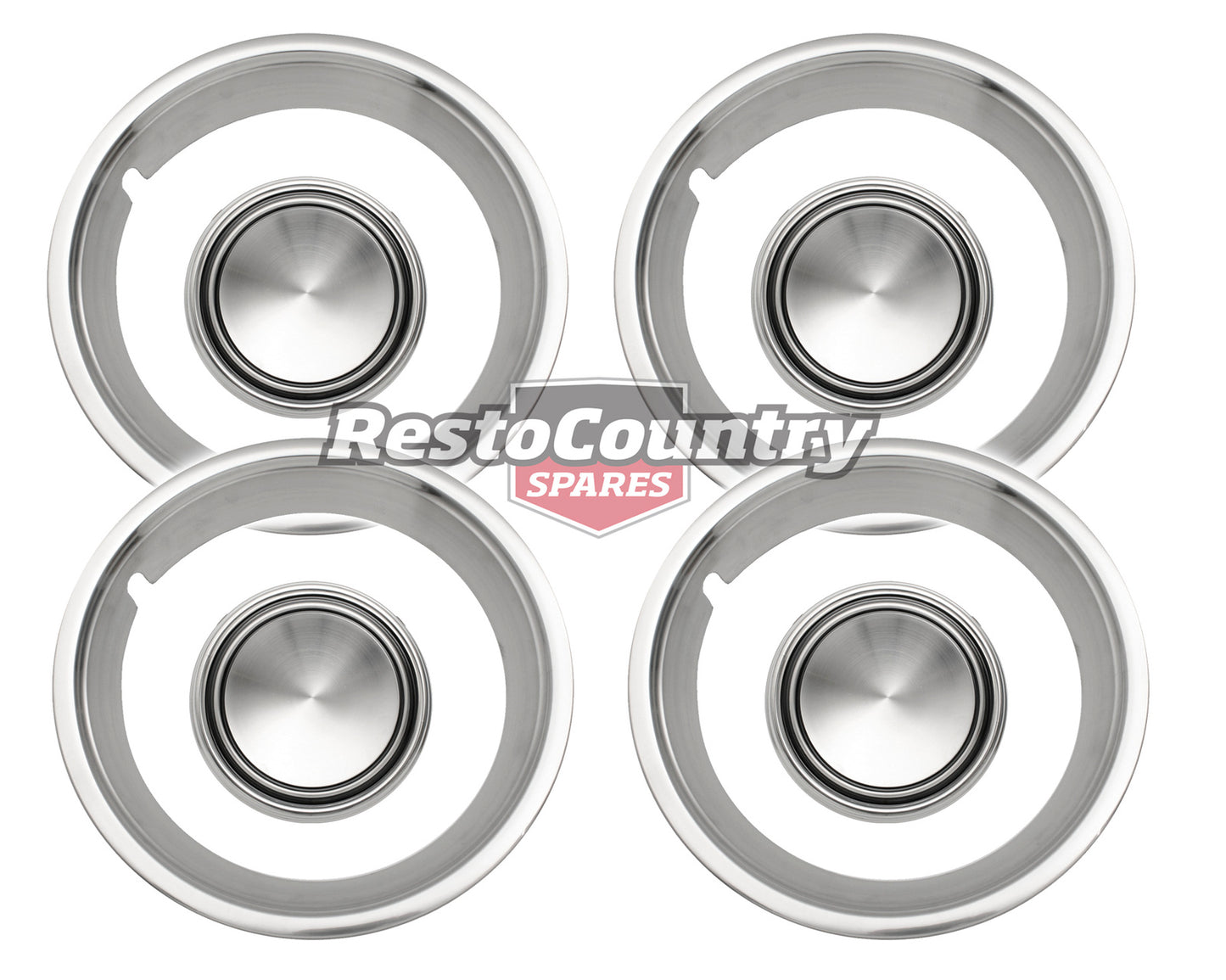 Ford Wheel Trim Ring + Cap Kit x4 XW XY Suit 5 Or 12 Slot Rims rim mag slotter - kWT2000-e