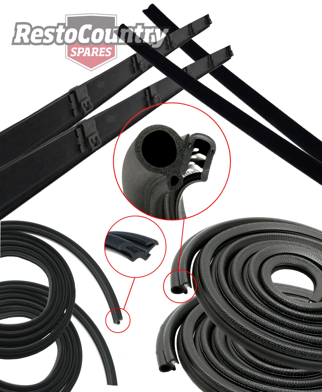 Ford REAR Door Rubber Seal + Weather Belt + Bailey Strip Kit XD XE XF ZJ ZK ZL - kXD-F_DsealR