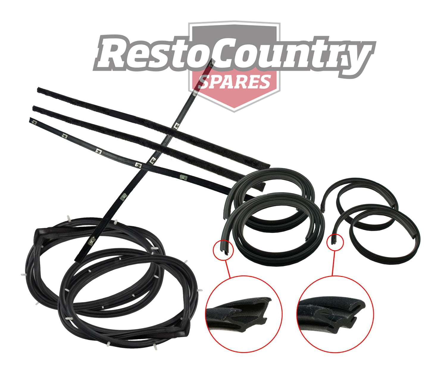 Ford REAR Door Seal + Weather Belt + Bailey Chanel Kit XR XT XW XY ZA ZB ZC ZD - kXR-Y_DsealR