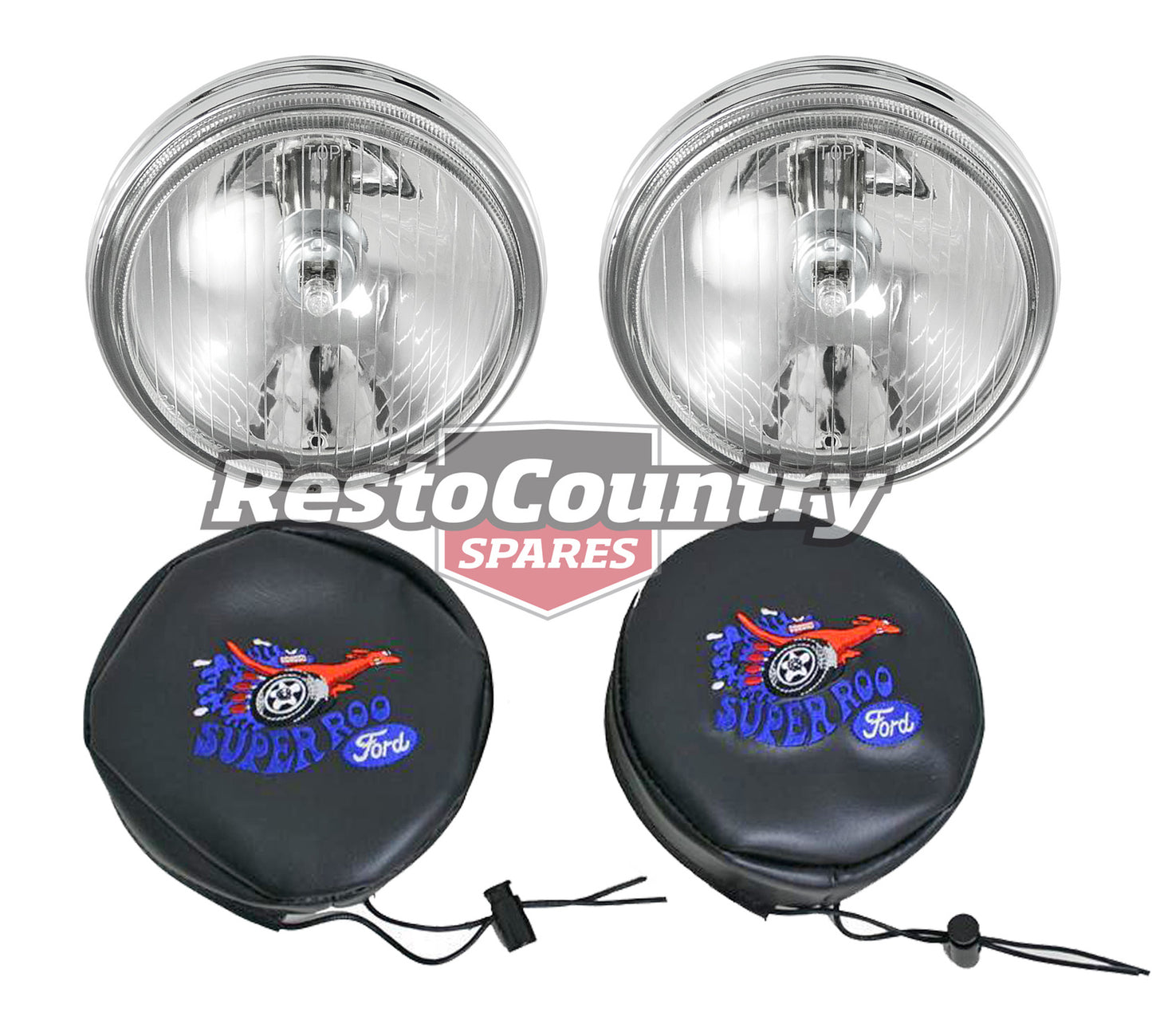 Ford Driving Light + 'Super Roo' Covers Pair x2 XW XY GT spot lamp fog - kXW15200B-a