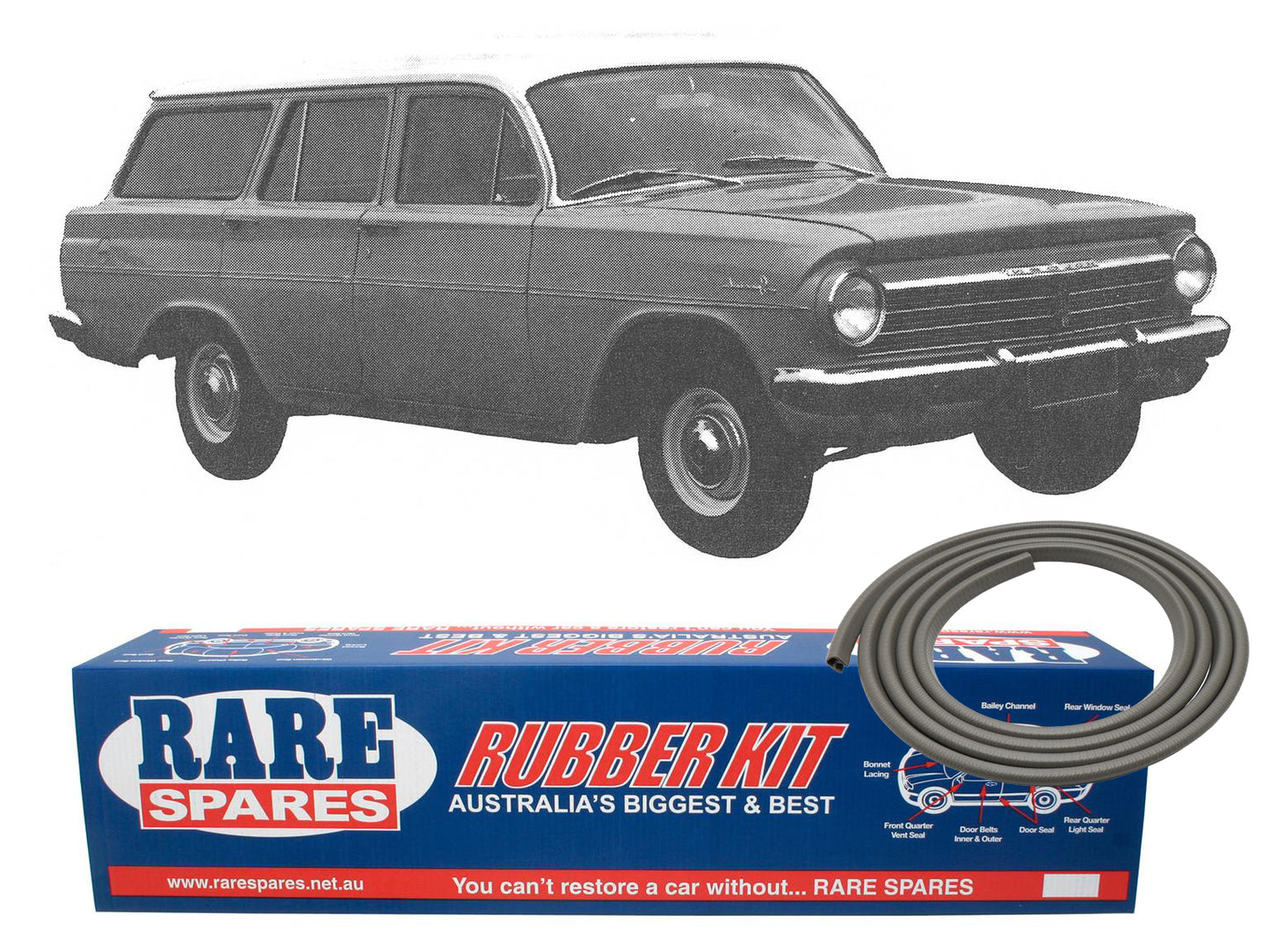 Holden EH Station Wagon Body Rubber Kit GREY Pinchweld - kzEH2-grey
