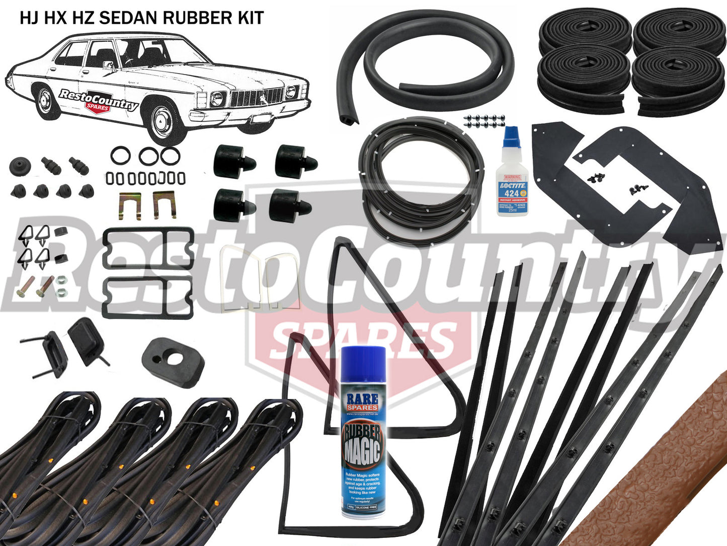 Holden Sedan Complete Body Rubber Kit HJ HX HZ GAZELLE Pinchweld - kzHJ1-b