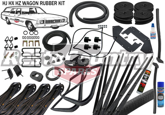 Holden WAGON Complete Body Rubber Kit HJ HX HZ BLACK Pinchweld - kzHJ2-black