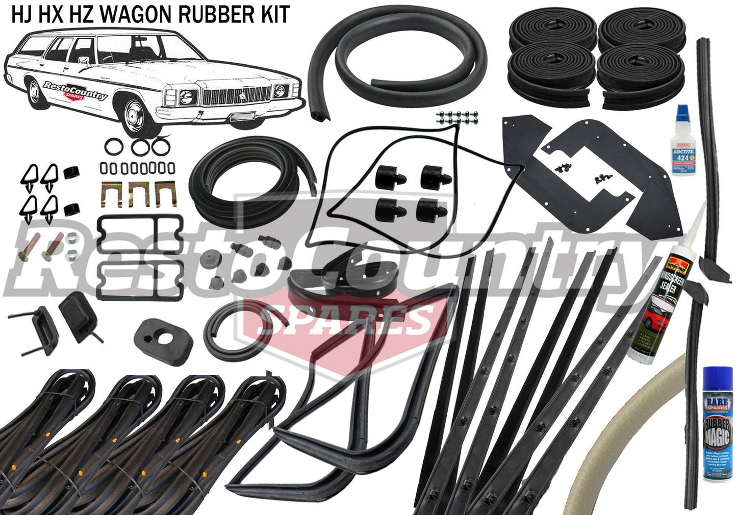 Holden WAGON Complete Body Rubber Kit HJ HX HZ CHAMOIS Pinchweld - kzHJ2-chamois