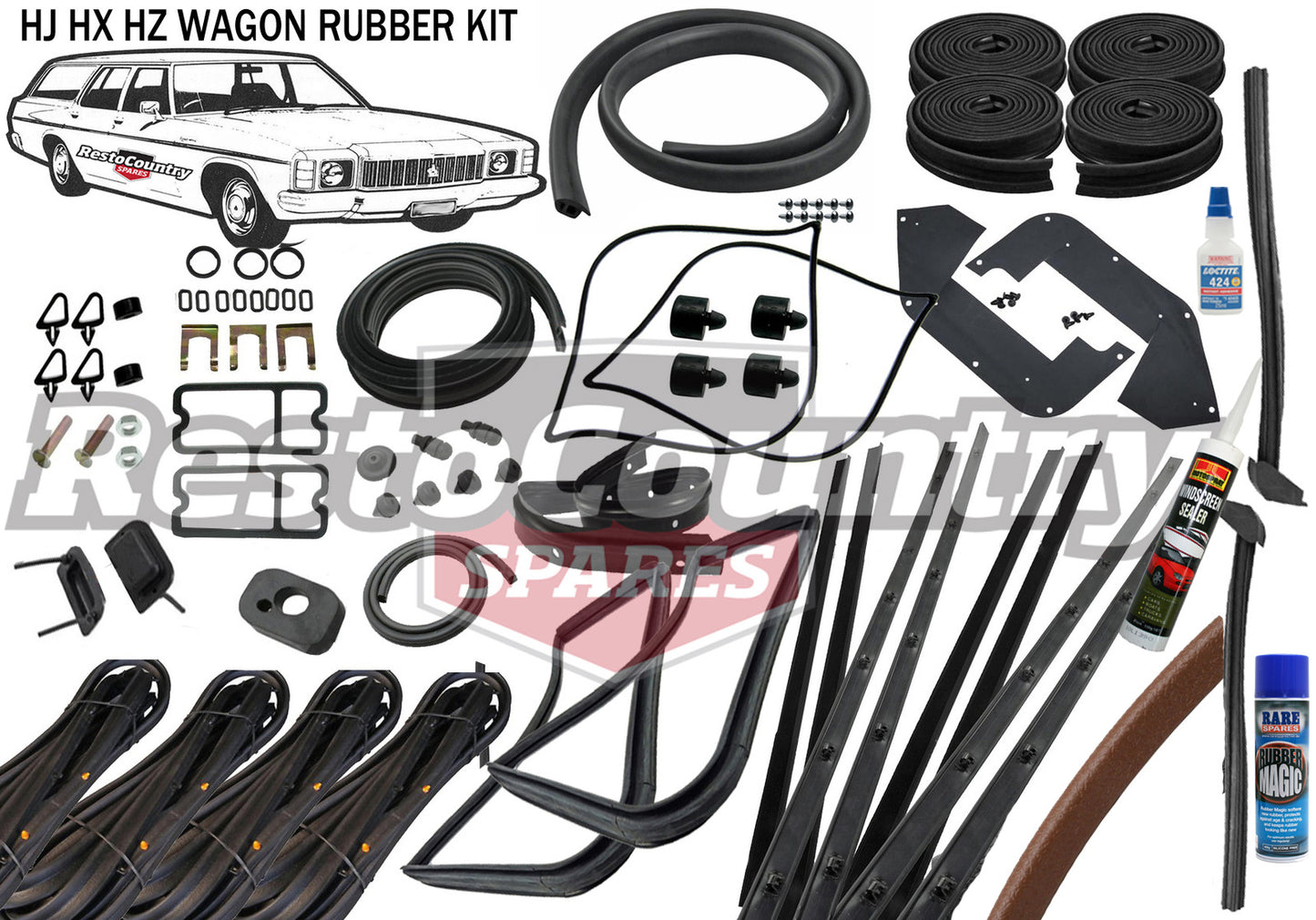 Holden WAGON Complete Body Rubber Kit HJ HX HZ MID BROWN Pinchweld - kzHJ2-e