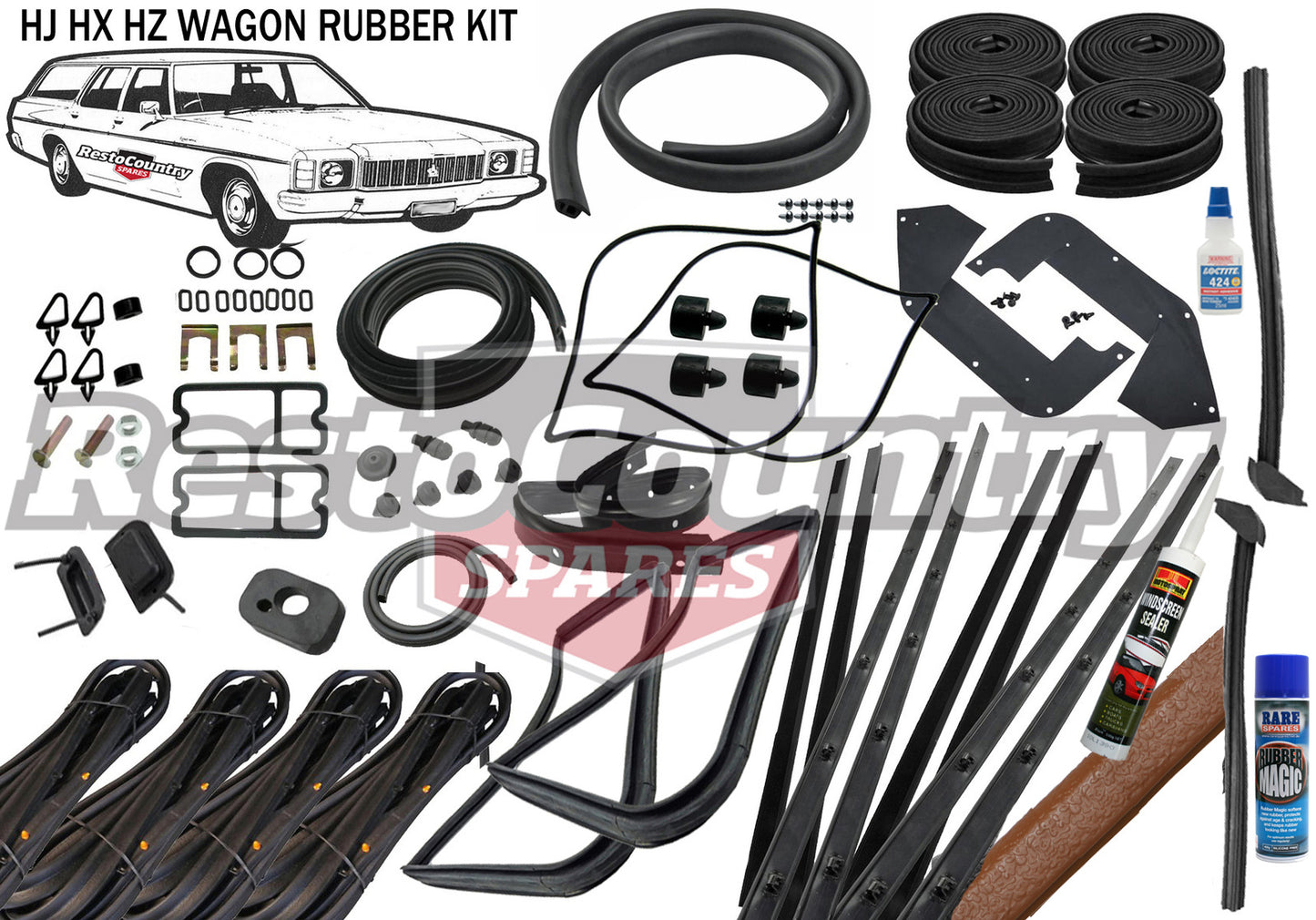 Holden WAGON Complete Body Rubber Kit HJ HX HZ GAZELLE Pinchweld - kzHJ2-gazelle
