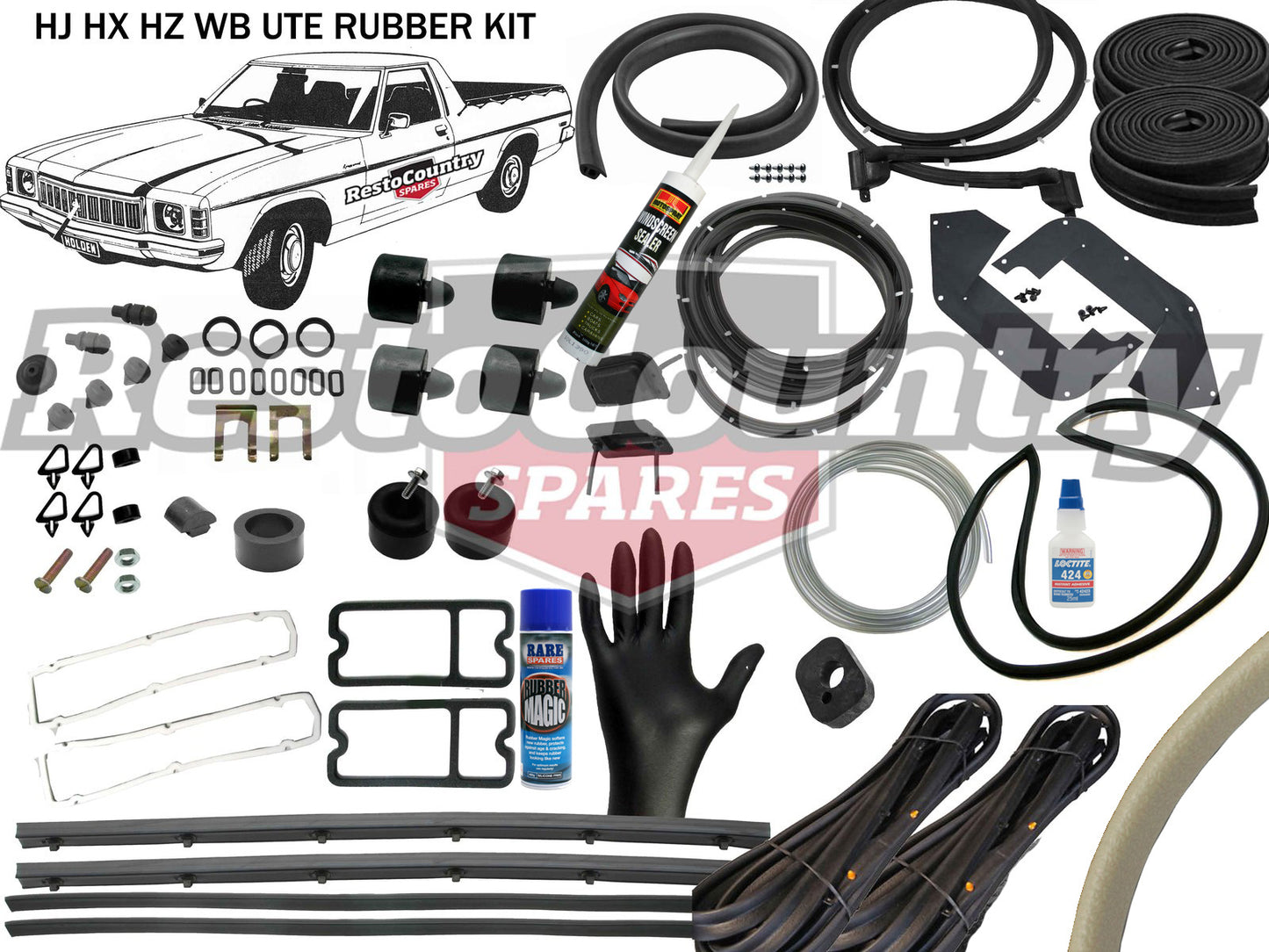 Holden UTE Complete Body Rubber Kit HJ HX HZ CHAMOIS Pinchweld - kzHJ3-CHAMOIS