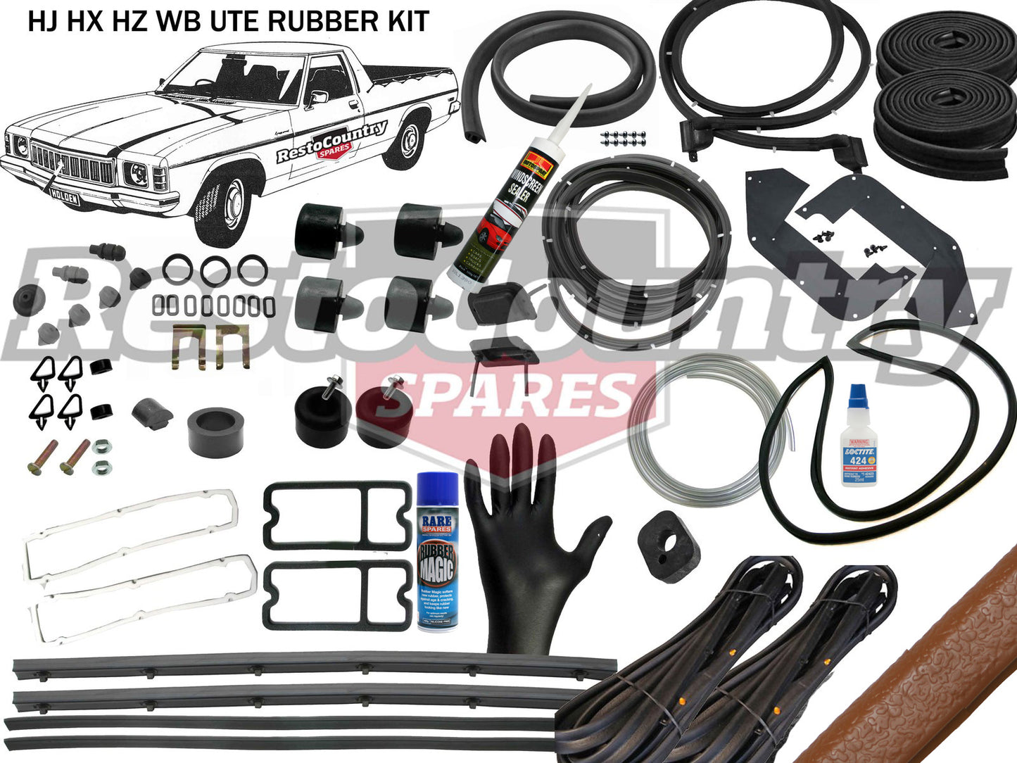 Holden UTE Complete Body Rubber Kit HJ HX HZ GAZELLE Pinchweld - kzHJ3-gazelle
