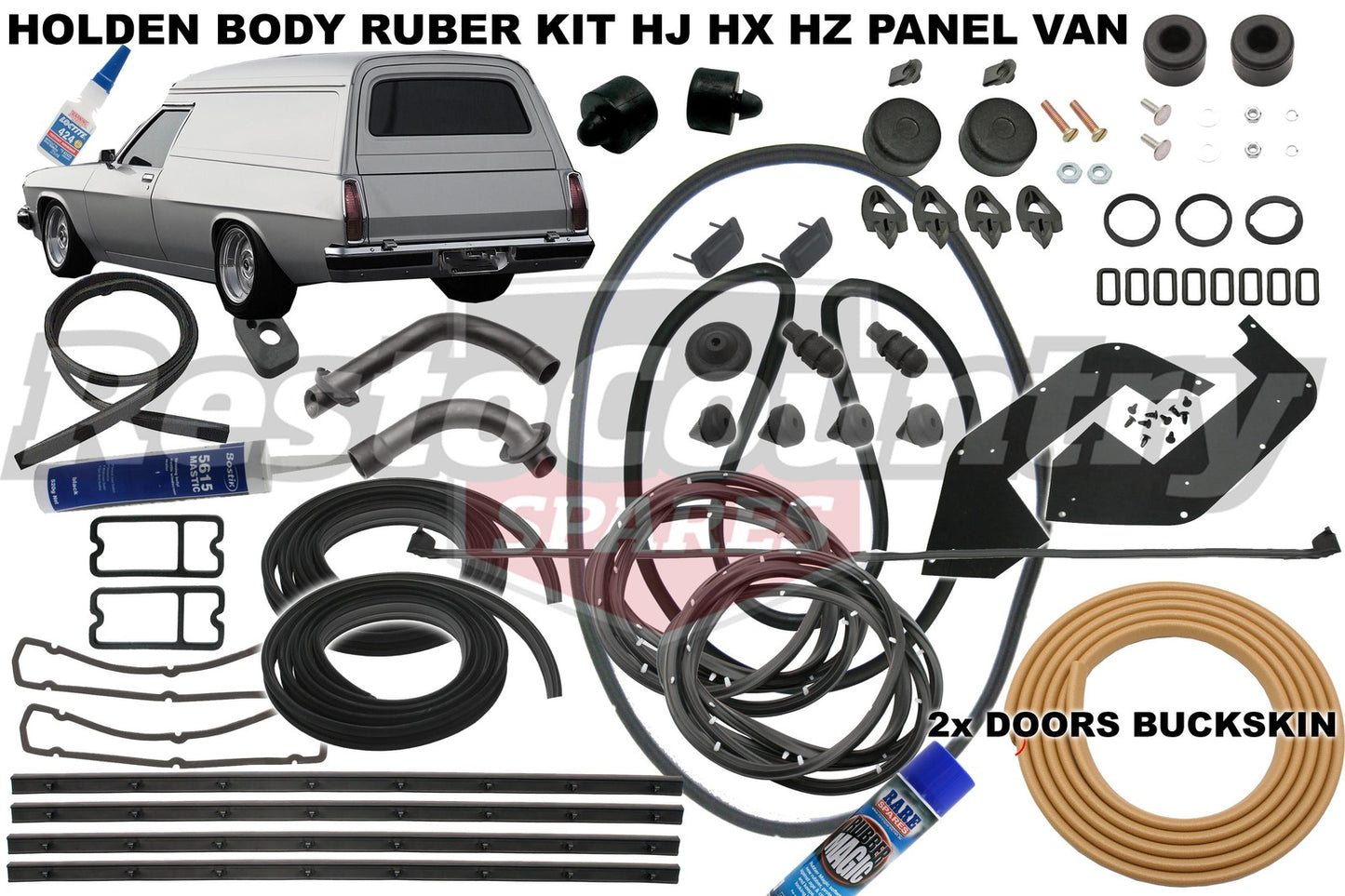 Holden PANEL VAN Body Rubber Kit HJ HX HZ BUCKSKIN Pinchweld - kzHJ4-BUCKSKIN
