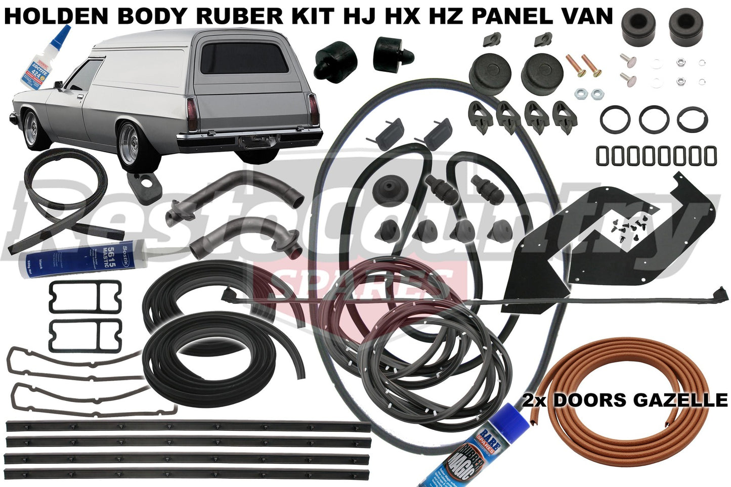 Holden Panel Van Body Rubber Kit HJ HX HZ GAZELLE Pinchweld - kzHJ4-GAZELLE