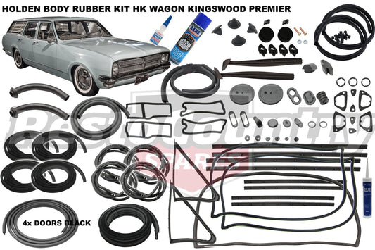 Holden Body Rubber Kit HK HT HG WAGON Kingswood / Premier BLACK Pinchweld - kzHK4-BLACK