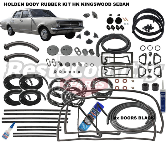 Holden Body Rubber Kit HK Kingswood SEDAN BLACK Pinchweld - kzHK5-BLACK