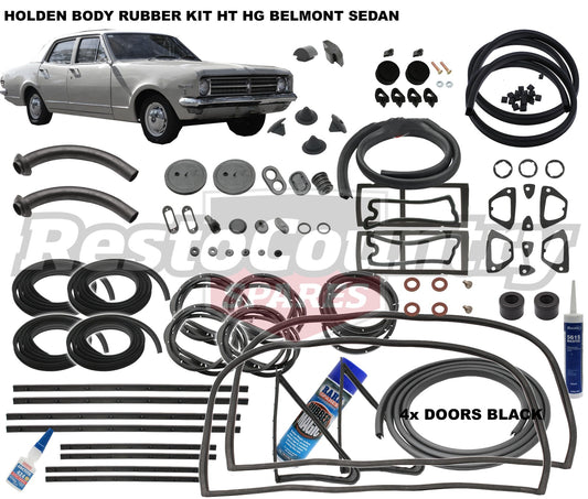 Holden Body Rubber Kit HK Belmont SEDAN BLACK Pinchweld - kzHK6-BLACK
