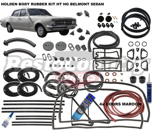 Holden Body Rubber Kit HK Belmont SEDAN MAROON Pinchweld - kzHK6-MAROON