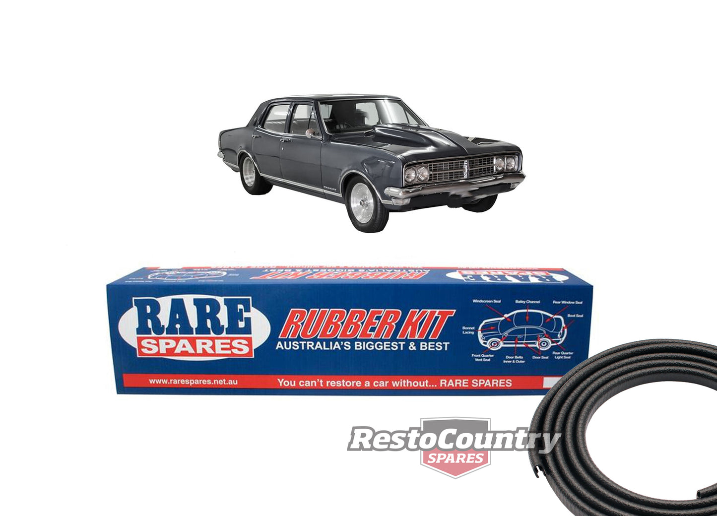 Holden Body Rubber Kit HK PREMIER Sedan BLACK Pinchweld - kzHK7-a