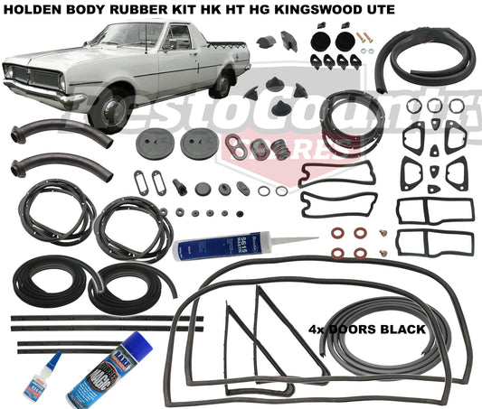 Holden Body Rubber Kit HK HT HG UTE Kingswood BLACK Pinchweld - kzHK8-BLACK
